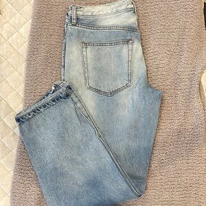 Free People Faded Light Blue Straight Leg Jeans